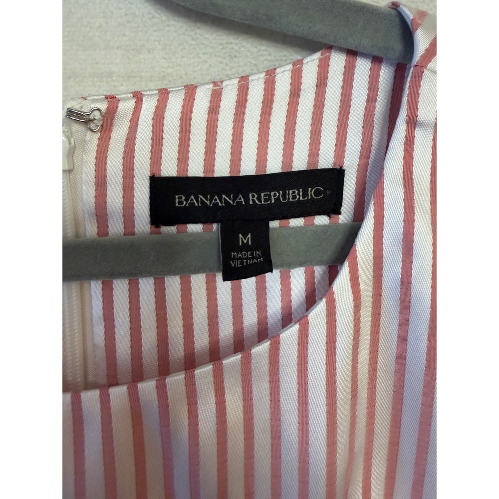 Banana Republic Pink White Stripe Sleeveless Bow Top Women's Size M - Picture 4 of 6